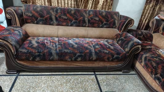 6 seater sofa set with heavy wooden