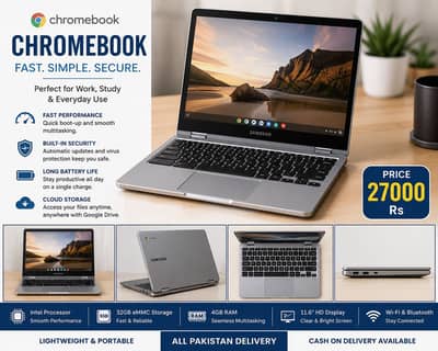 Samsung Chromebook Laptop – 4GB RAM, 32GB Storage