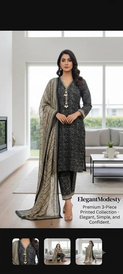 ElegantModesty Premium 3-Piece Lawn Suit