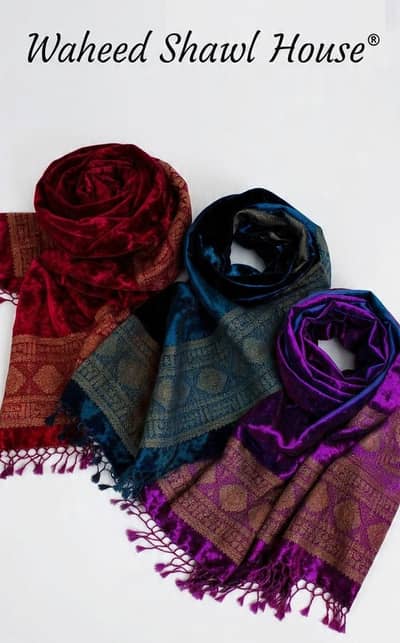Heavy Embroidered Velvet Shawl - Waheed Shawl House - 4 Colors