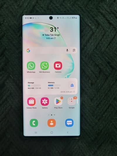 Samsung Mobile Note 10 Plus 12gb 256gb 0314.3:9:1':31'8;7 pr rabta kre