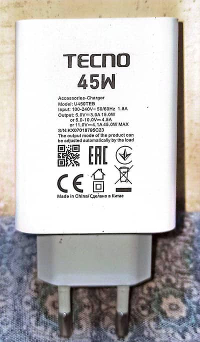 Tecno 45 Watt Original Charger