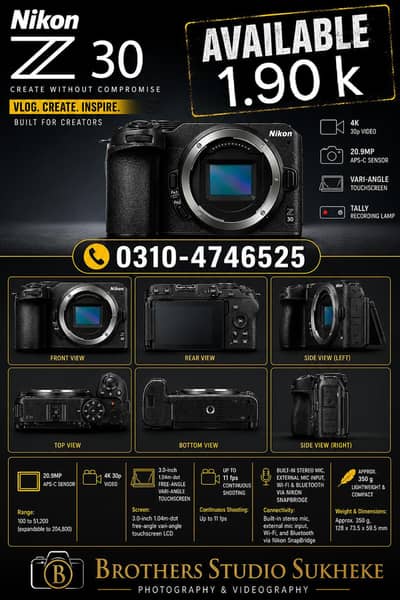 Nikon z30 with 2 Batteries +C-Type Dual Charger