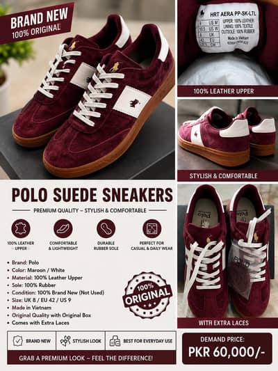 Polo Ralph Lauren Premium Suede Sneakers – Brand New, Never Used