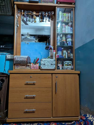 Wooden Dressing Table with Mirror & Storage