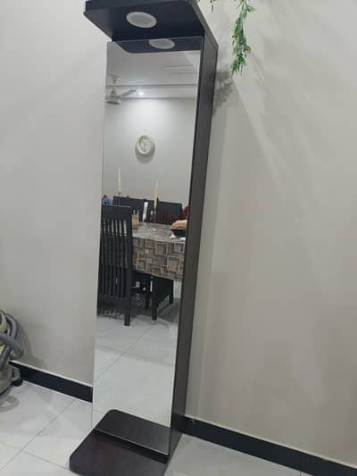 long full look mirror and spacious vanity  with light
