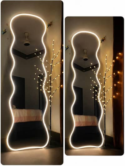 Long Mirror with Lamp