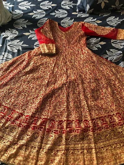red and gold bridal maxi 3 piece dress size small -worn once