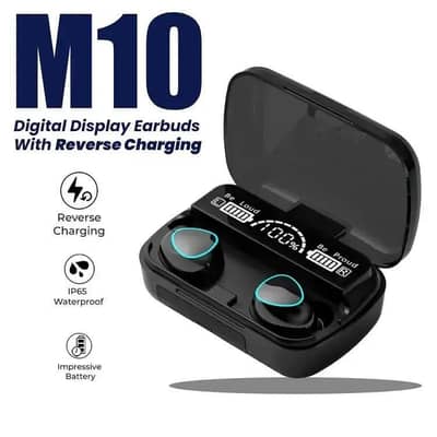 M10 TWS Wireless Earbuds | Digital Display | Reverse Charging