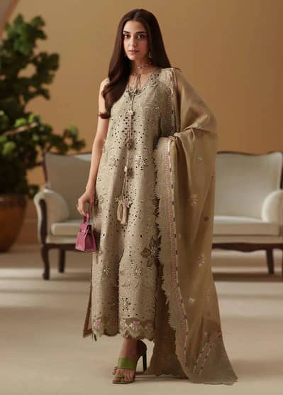 3pcs Embroidered lawn suite | Designer Party Wear | Unstitched dress