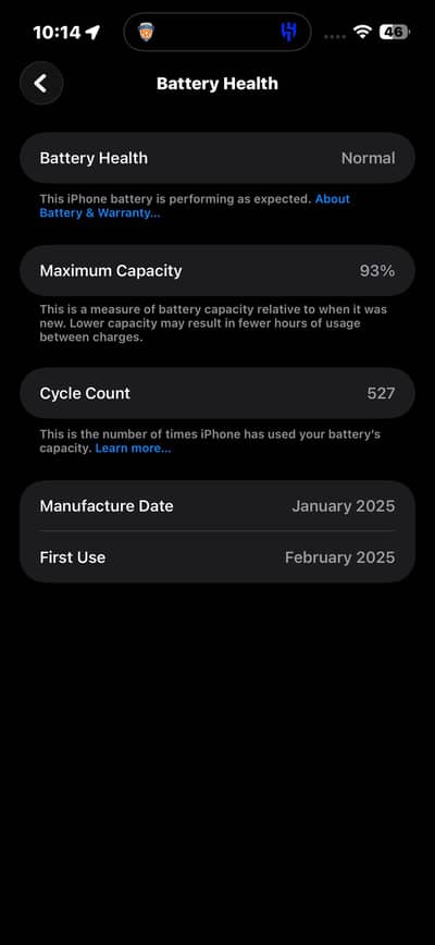 Iphone 16 pro max 256gb 93% BH
