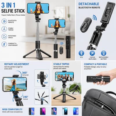 3-in-1 Bluetooth Selfie Stick & Tripod