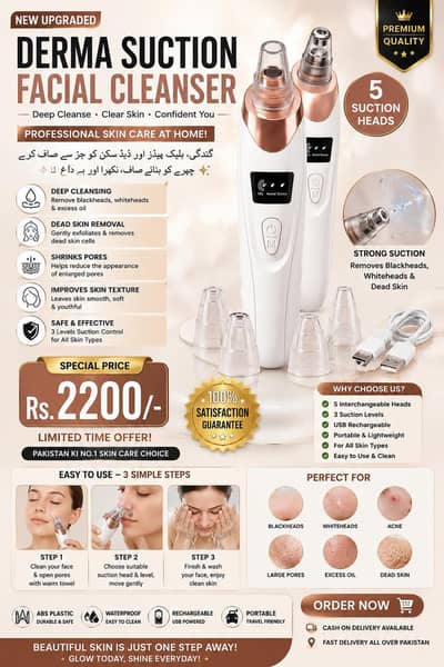 Derma Suction Facial Cleanser – Deep Cleansing & Blackhead Remover 