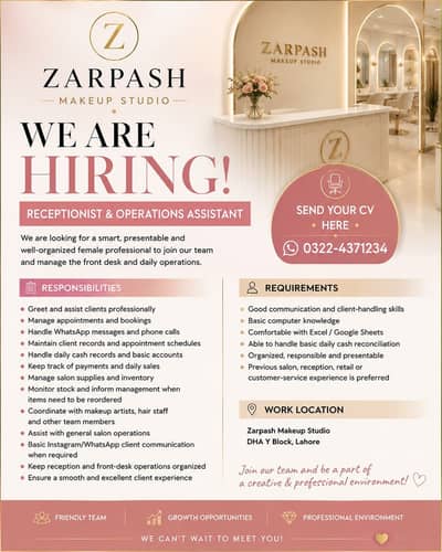 Receptionist & Salon Operations Assistant
