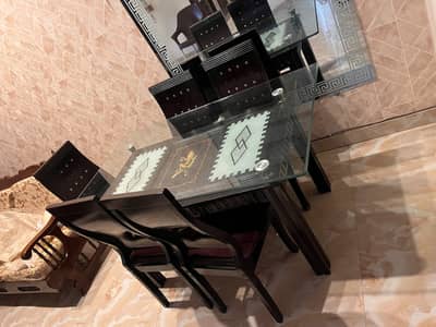 Black Dining Table 6 Chairs for sale