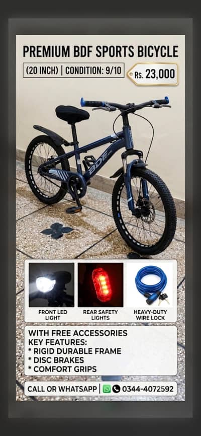 BDF 20" Sports Bicycle (9/10 Condition) + Free Lights & Cable Lock