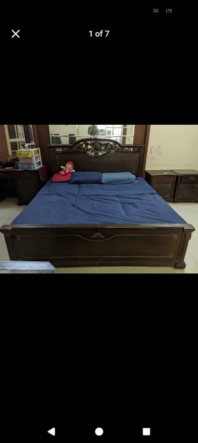 King bed wood with spring foam mattress