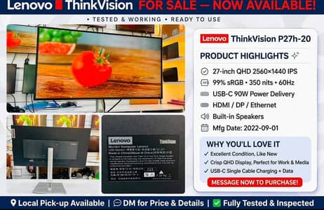 27 inch 2k boderless Lenovo p27-20