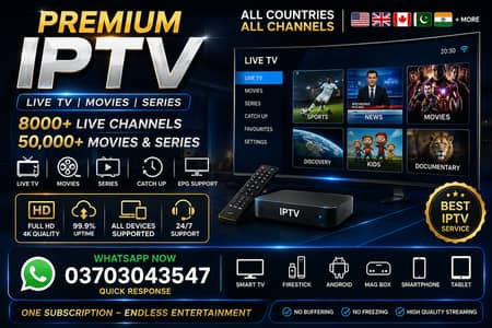 Premium IPTV Streaming Service | HD & 4K | Smart TV Support