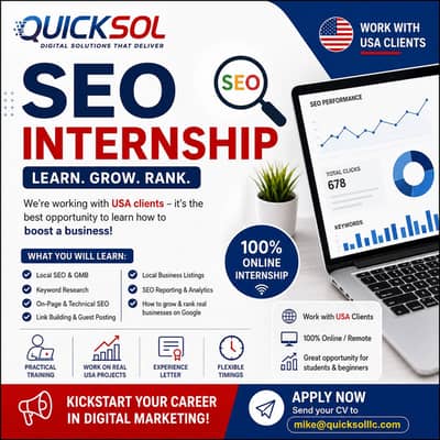 SEO Internship l Online opportunity l Work with USA clients