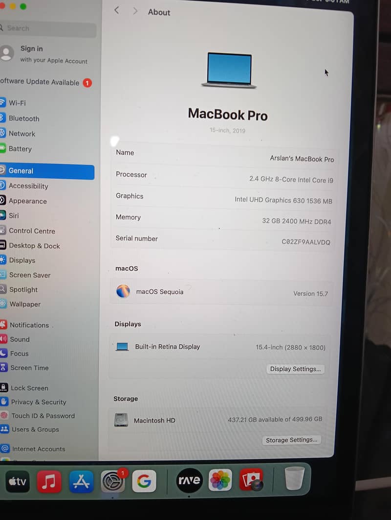 Macbook 19 pro 7