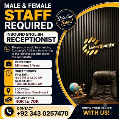 Inbound English Receptionist