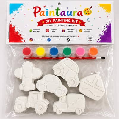 Paintaura DIY Painting Kit for Kids – 6 Colors + Brush