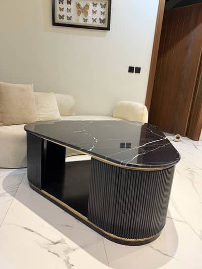 Black Marble Top Coffee Table | Barely Used | Black Gold