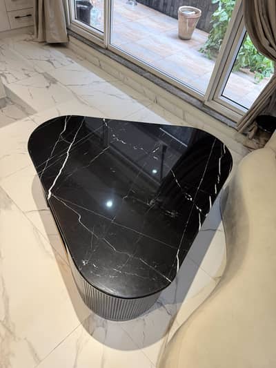 Black Marble Coffee Table with Storage Luxury Center Table