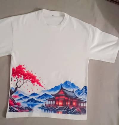 White Japanese Style Printed T-Shirt