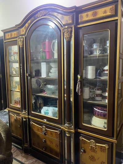 Premium Solid Wood Crockery Cabinet / Showcase – Classic Design