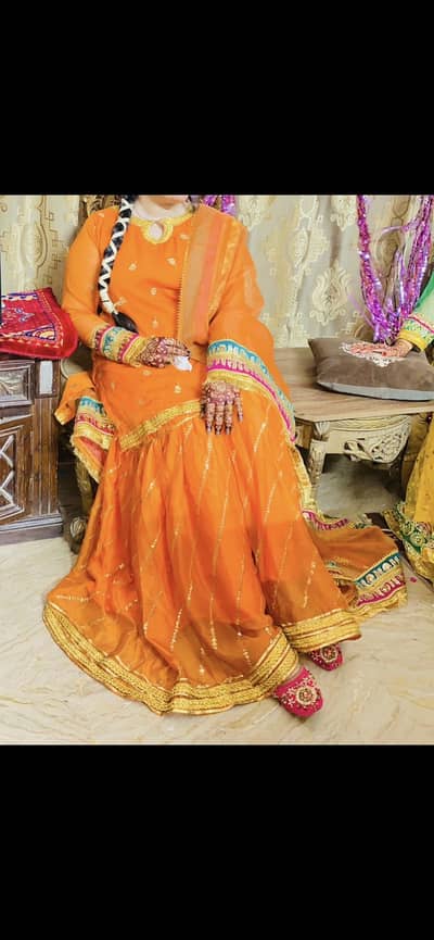 Elegant Orange Mehndi Dress – Traditional Pakistani  Wear