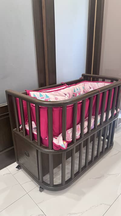 Solid Wood Cot with sliding door + 2 Drawers + Mattress & Bedding Set