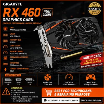 RX 460 4G  DDR5 for sale Faulty / repair/ part's