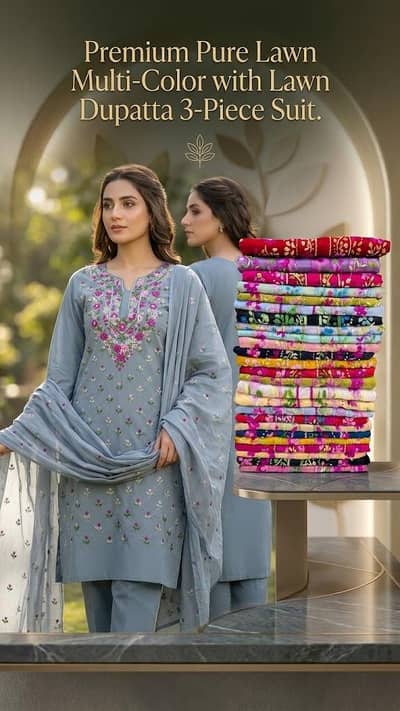 pure Lawn pakka multi gala with pure lawn dupatta