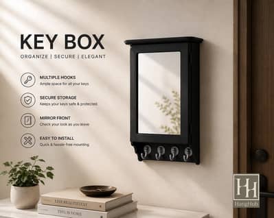 HangHub Mirror Key Box | 8 Hooks + 4 Extra Hooks