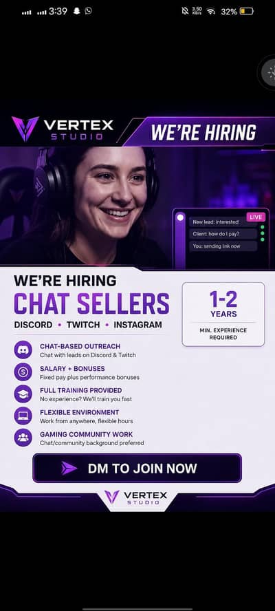 WE’RE HIRING — CHAT SELLERS!
