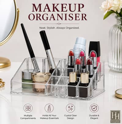 HangHub 2-in-1 Makeup Organiser Combo | 9-Slot + Premium Organiser