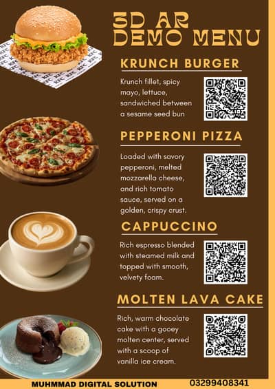 3D QR Menu Card Designing for Restaurants & Cafes Lahore