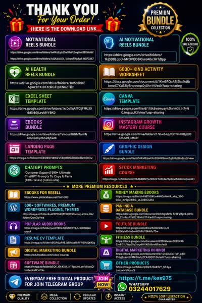Mega Digital Bundle | 20+ Premium Digital Products | Reels, Ebooks, C