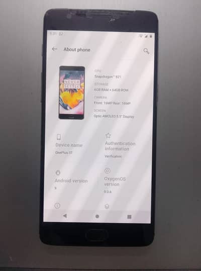 One Plus 3T 6GB/64GB PTA Approved Android 9