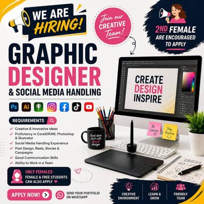 graphic designer & social media handler fresh student can apply& learn