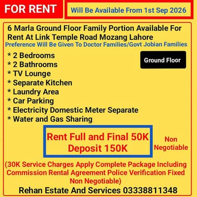Ground Floor Family Portion For Rent At Link Temple Road Mozang
