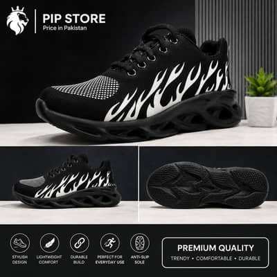 Black Flame Design Sports Shoes