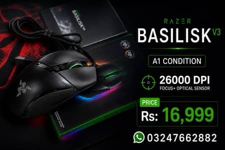 Razer Basilisk V3 Gaming Mouse – 26,000 DPI – Excellent Condition
