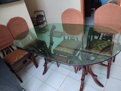 For chairs+Glass top wood