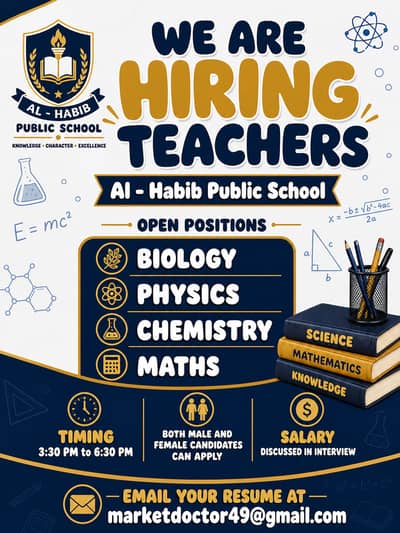 Teachers Required - Evening Shift