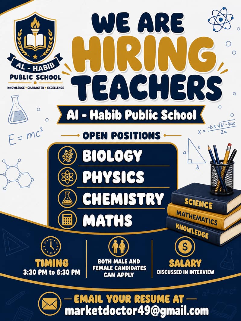 Teachers Required - Evening Shift 0