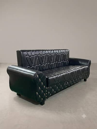  Premium Rexine Sofa Cum Bed | Stylish Leaf-Arm Design