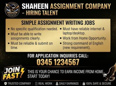 URGENT OPENING: ASSIGNMENT WRITING EXPERTS WANTED (Alhumdullilah 100%)